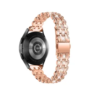 Garmin Vivo / Venu / Forerunner / Approach stainless steel jewelry bracelet with butterfly clasp and rhinestones - rose gold