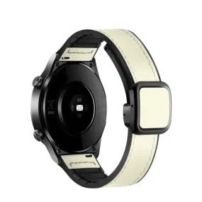 Garmin Vivomove Luxe silicone bracelet with faux leather layer   magnetic clasp - cream color