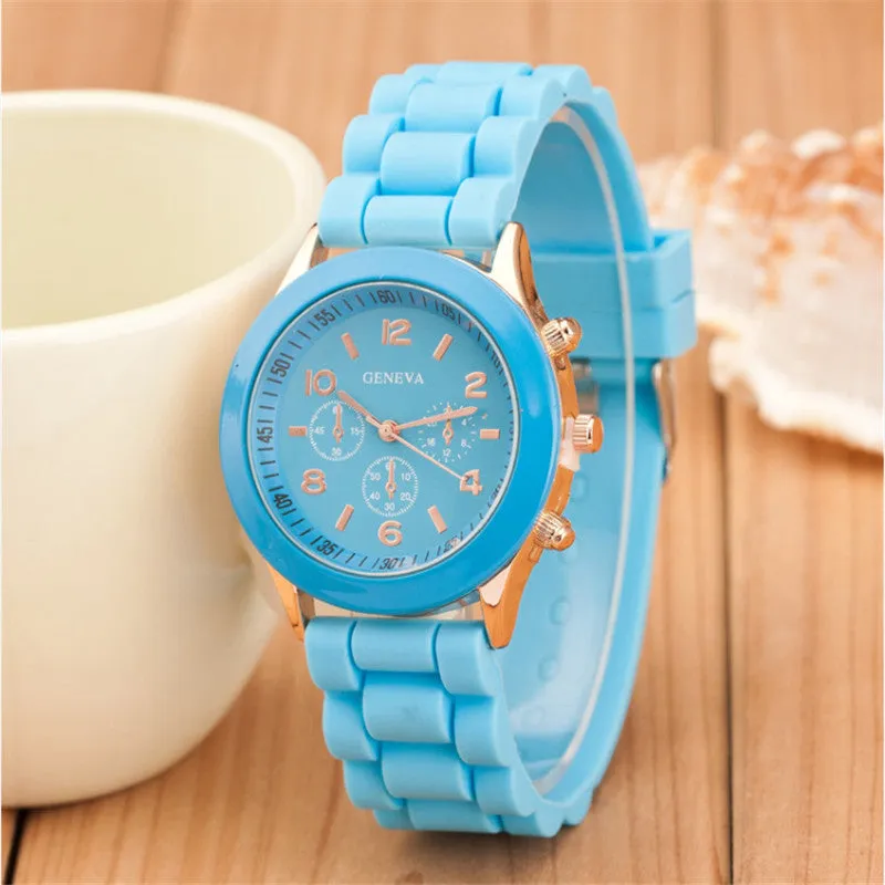 Geneva Casual Watch Women Dress Watch Quartz Military men Silicone watches Unisex Wristwatch Sports watch relogio feminino