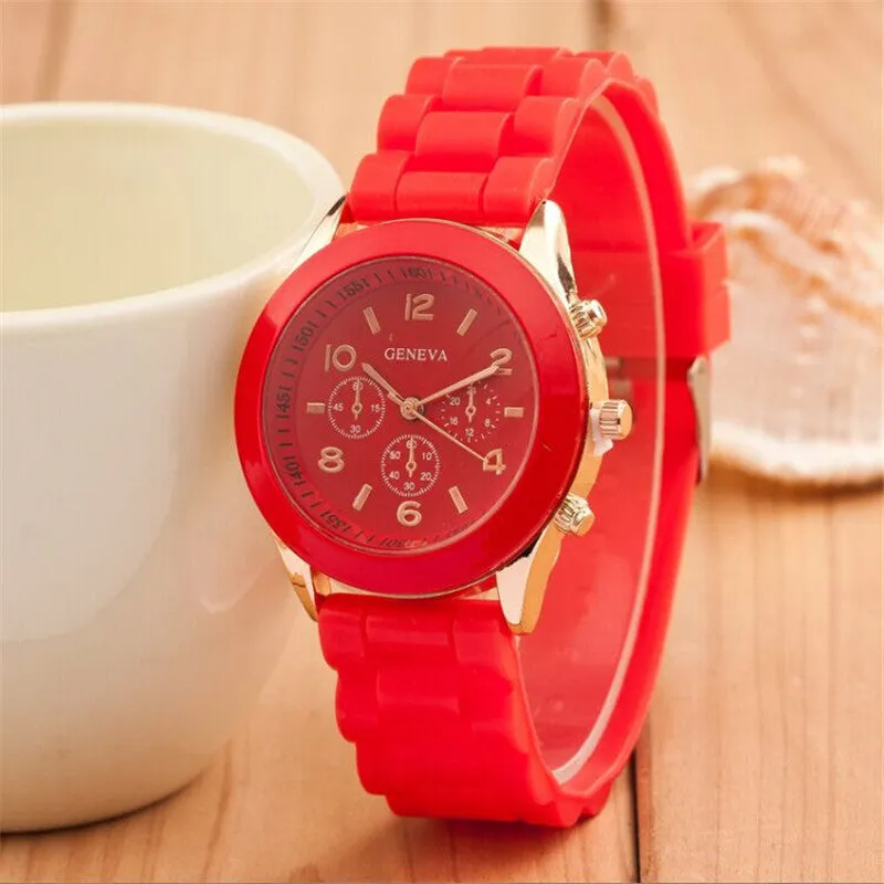 Geneva Casual Watch Women Dress Watch Quartz Military men Silicone watches Unisex Wristwatch Sports watch relogio feminino