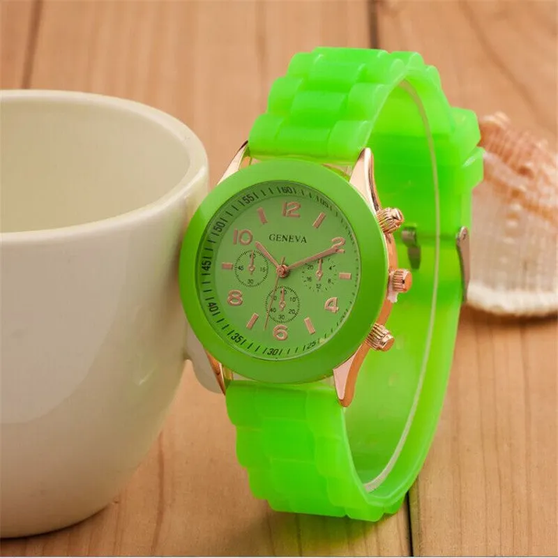 Geneva Casual Watch Women Dress Watch Quartz Military men Silicone watches Unisex Wristwatch Sports watch relogio feminino