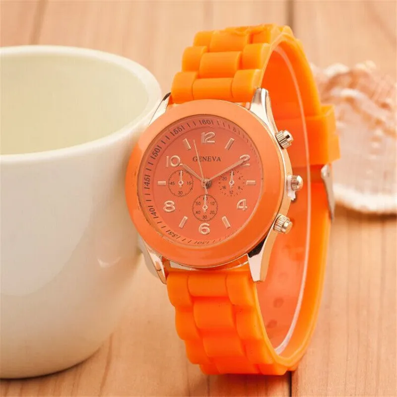 Geneva Casual Watch Women Dress Watch Quartz Military men Silicone watches Unisex Wristwatch Sports watch relogio feminino