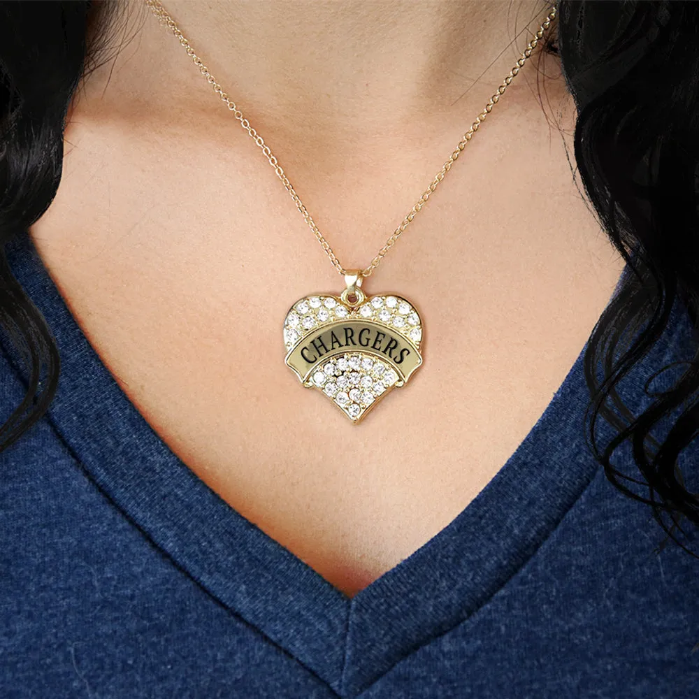 Gold Chargers Pave Heart Charm Classic Necklace