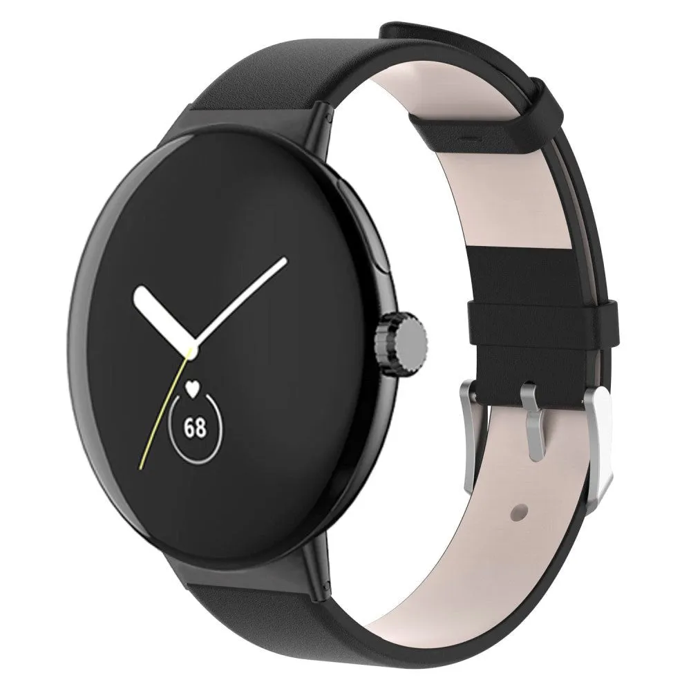 Google Pixel Watch 1 / 2 / 3 Læder Rem - Sort