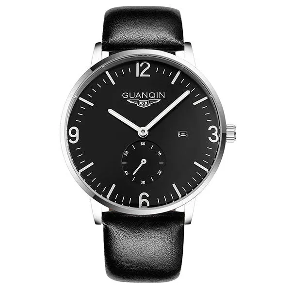 GUANQIN watches fashion waterproof mens watch leather strap male fashion the trend of commercial table sports quartz watch