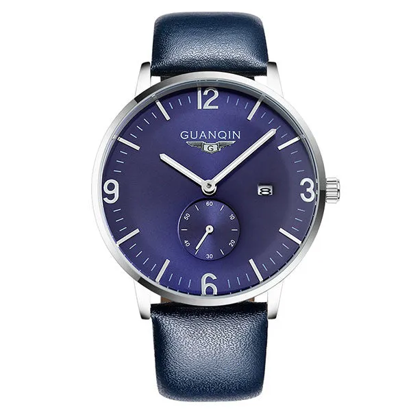 GUANQIN watches fashion waterproof mens watch leather strap male fashion the trend of commercial table sports quartz watch