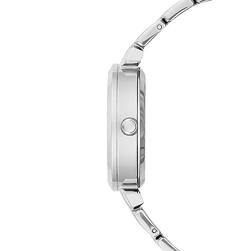 GUESS Womens 33 mm Crystal Clear Silver Dial Stainless Steel Analog Watch - GW0470L1