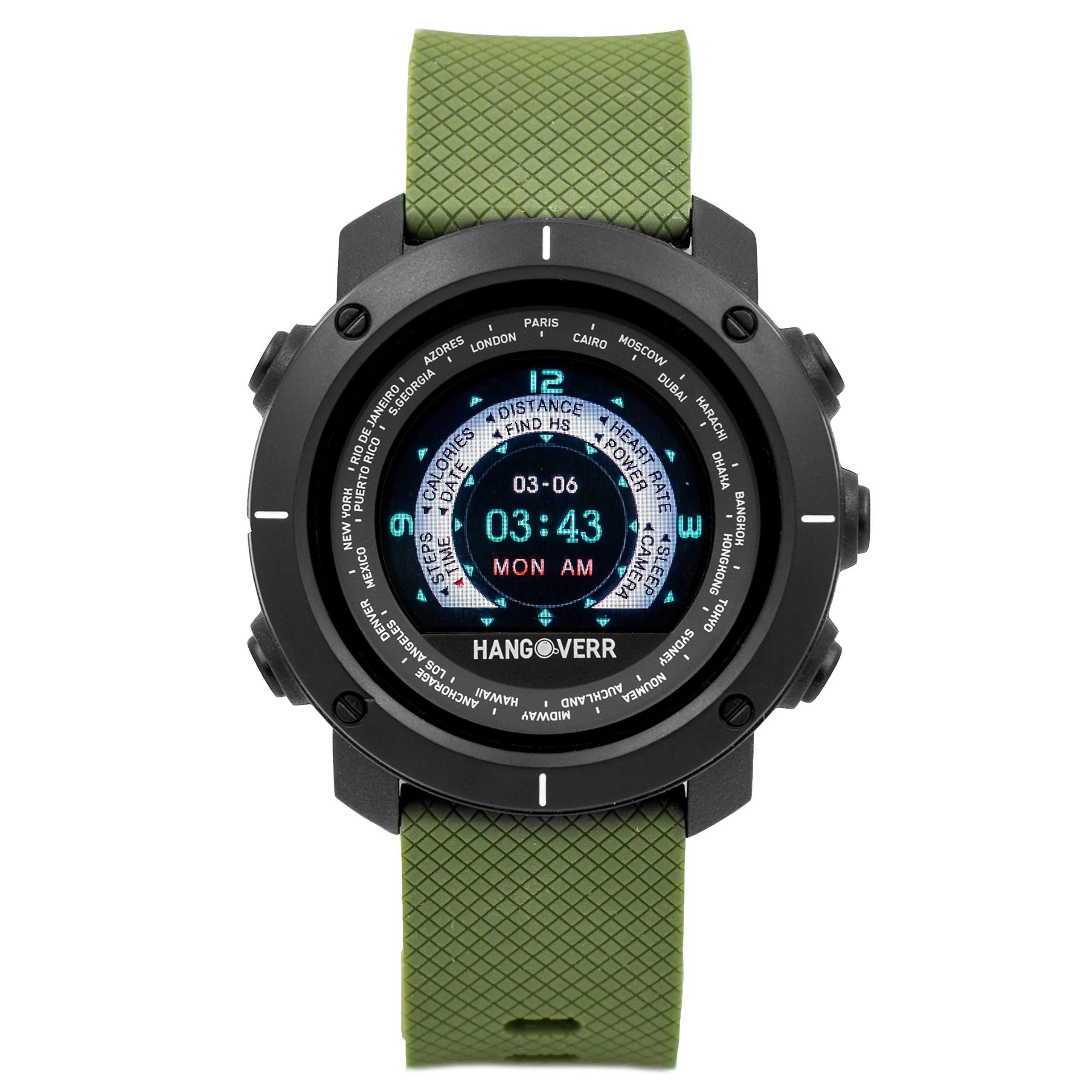 Hangoverr Digital Power Activate Black Dial Smartwatch (Green)