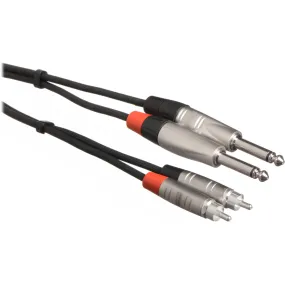 Hosa HPR-005X2 Dual 1/4" TS Male to Dual RCA Male Stereo Audio Cable - 5'