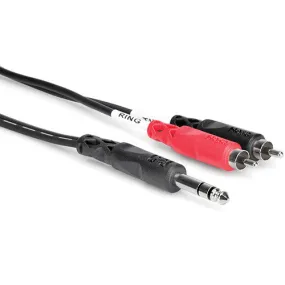 Hosa TRS-201 Stereo 1/4" Male to 2 RCA Male Y-Cable (3.3')