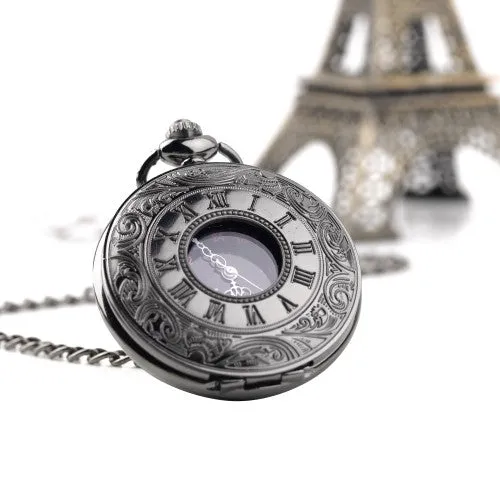 Hot Fashion Steampunk Retro Vintage Chain Quartz Pocket Watch Roman Pattern