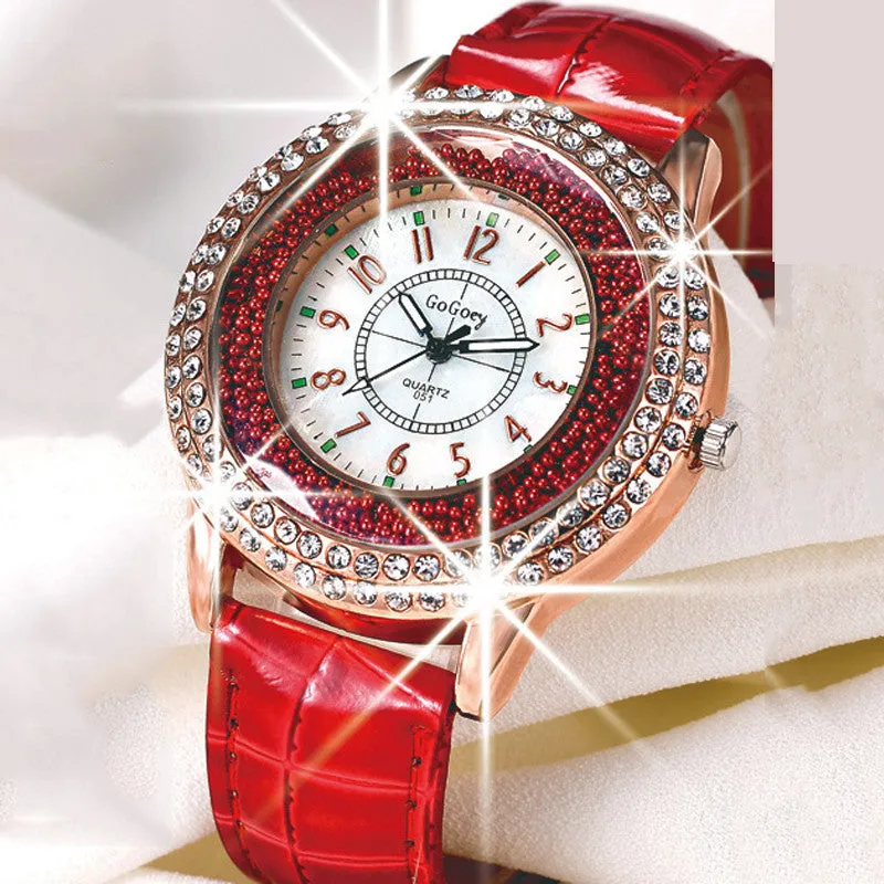 Hot Luxury Brand Diamond Orologio Donna Fashion Rhinestone Watch Women Casual Leather Clock Female Quartz Ladies Wristwatch