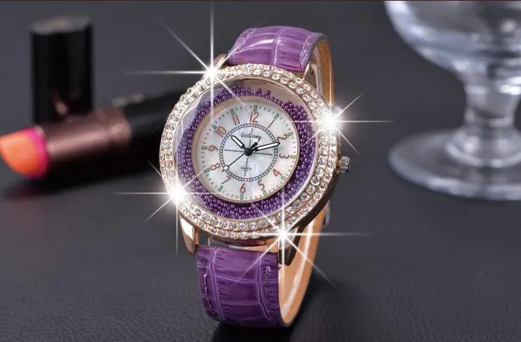 Hot Luxury Brand Diamond Orologio Donna Fashion Rhinestone Watch Women Casual Leather Clock Female Quartz Ladies Wristwatch