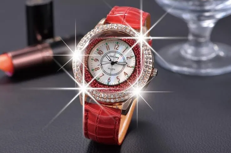 Hot Luxury Brand Diamond Orologio Donna Fashion Rhinestone Watch Women Casual Leather Clock Female Quartz Ladies Wristwatch