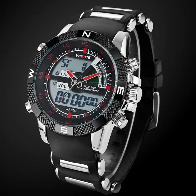 Hot Sale WEIDE Luxury Brand Men Sports Watch 3ATM Waterproof Multifunction Quartz Digital LED Backlight Military Watches