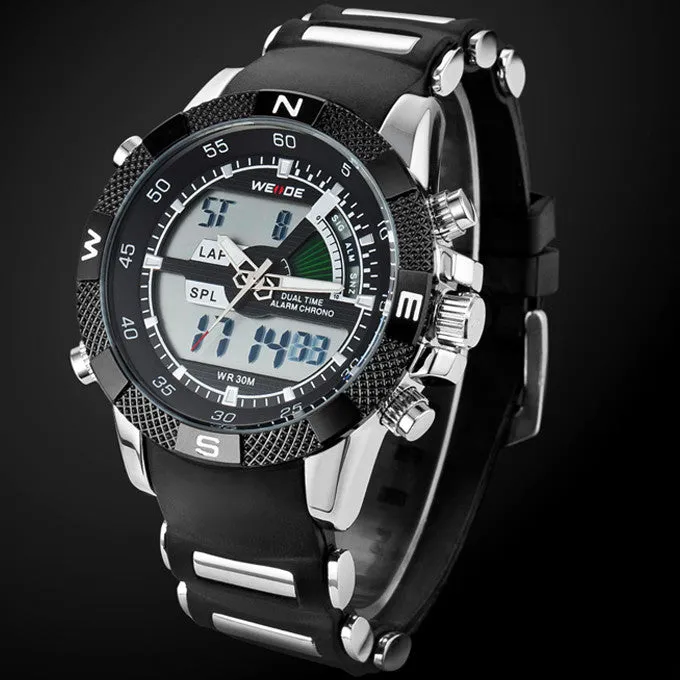 Hot Sale WEIDE Luxury Brand Men Sports Watch 3ATM Waterproof Multifunction Quartz Digital LED Backlight Military Watches