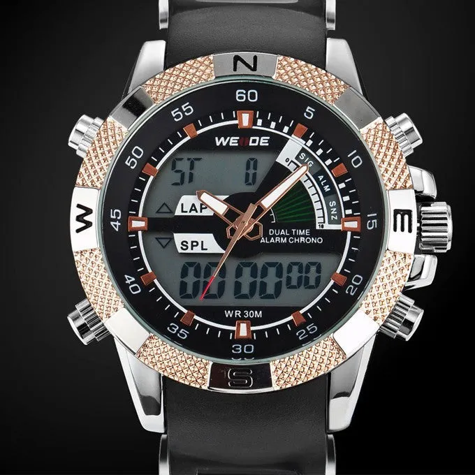 Hot Sale WEIDE Luxury Brand Men Sports Watch 3ATM Waterproof Multifunction Quartz Digital LED Backlight Military Watches