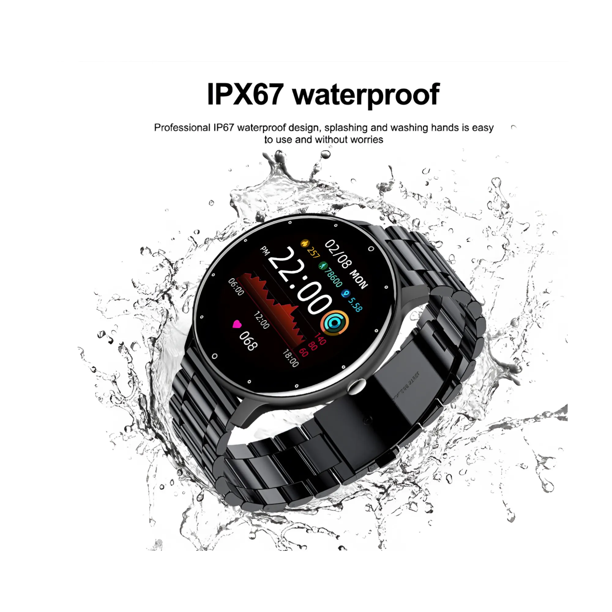 IP67 Waterproof Smart Watch – Heart Rate Monitor, Activity Tracker, Fitness