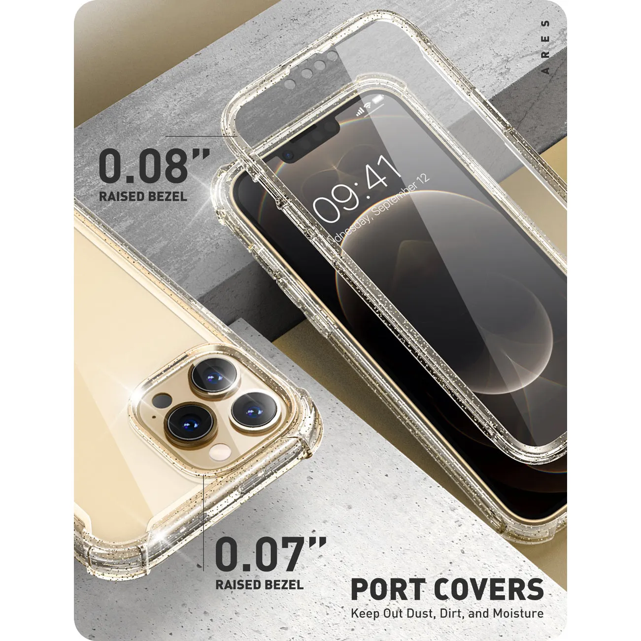 iPhone 13 Pro Max Ares Case(open box) - Gold/Glitter