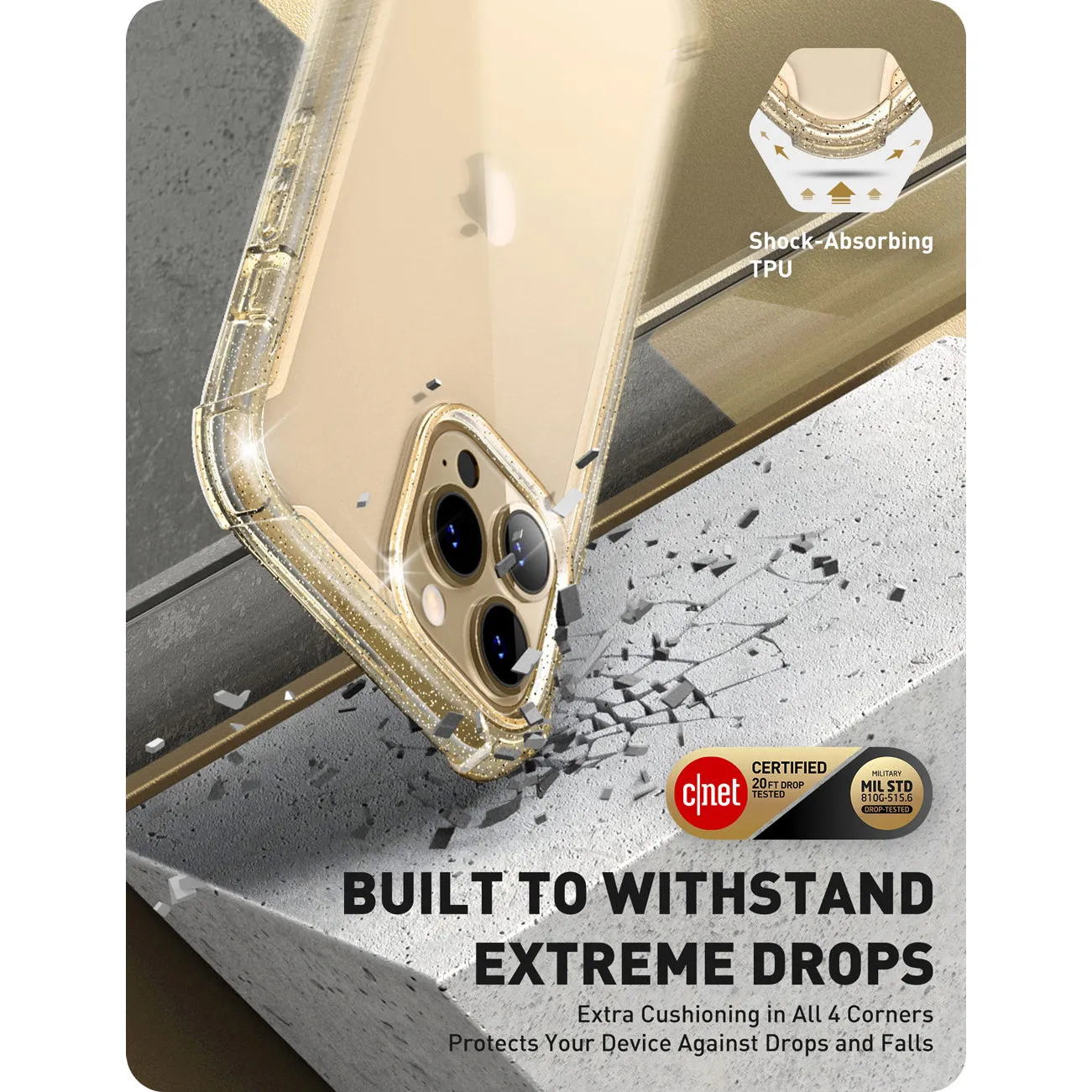 iPhone 13 Pro Max Ares Case(open box) - Gold/Glitter