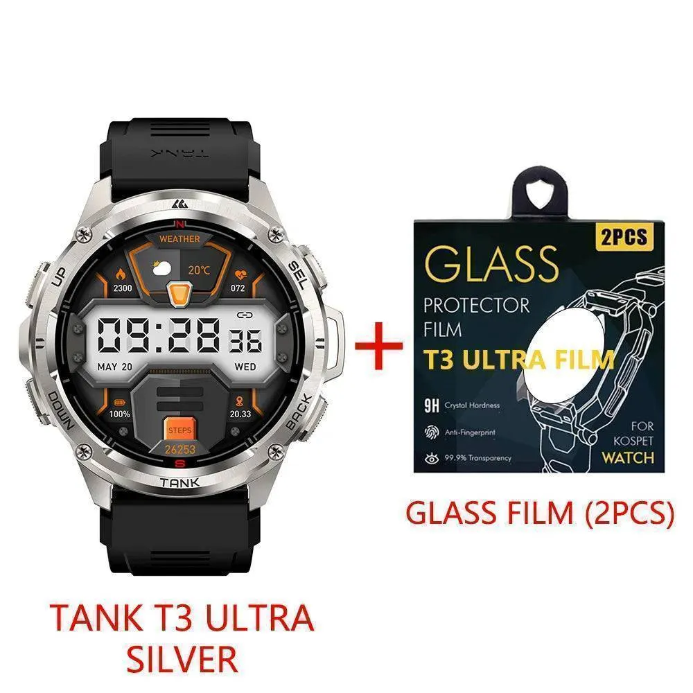 KOSPET TANK T3 Ultra Smart Watch for Men -GPS AMOLED AOD Bluetooth Fitness Tracker 470mAh Digital Electronic Watch