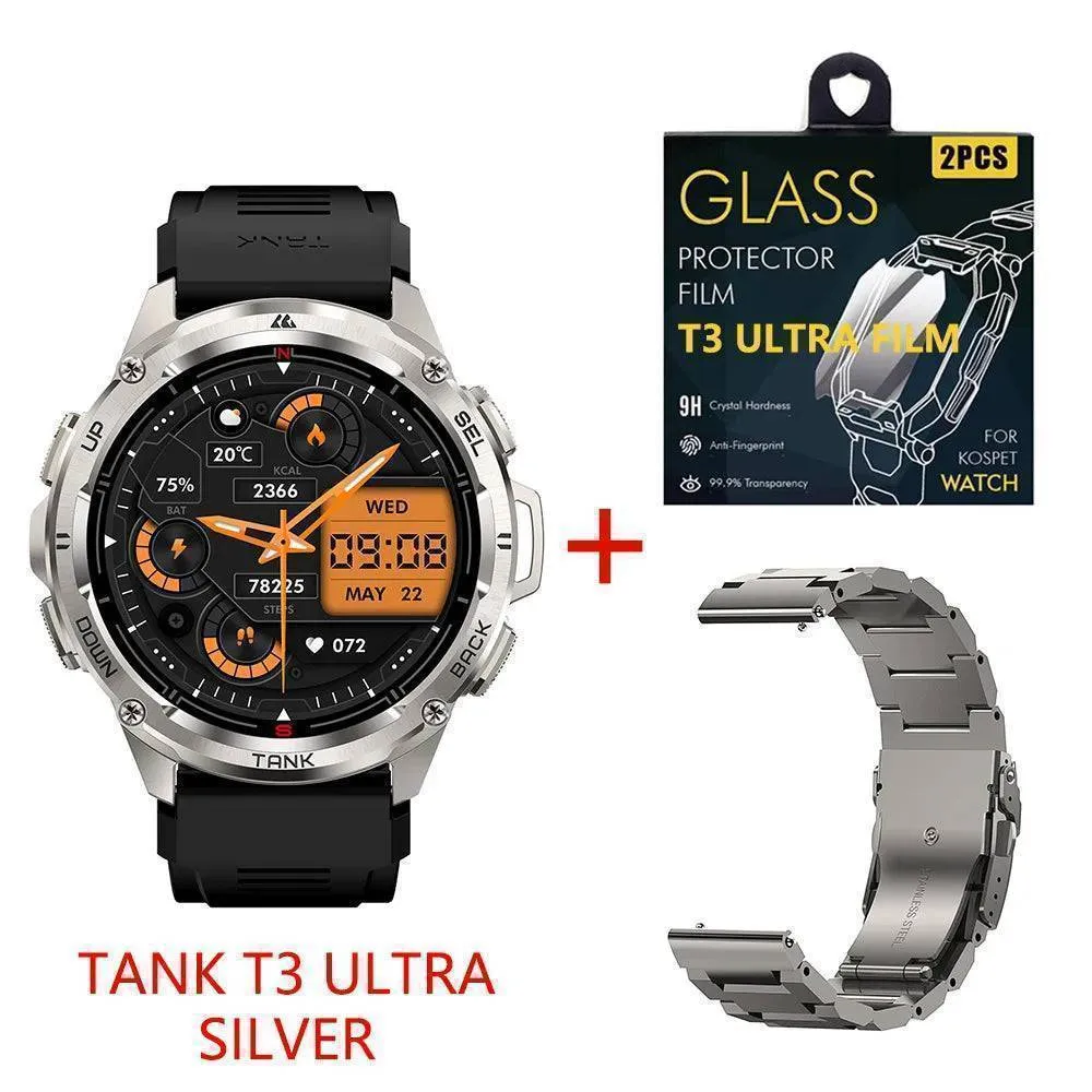 KOSPET TANK T3 Ultra Smart Watch for Men -GPS AMOLED AOD Bluetooth Fitness Tracker 470mAh Digital Electronic Watch