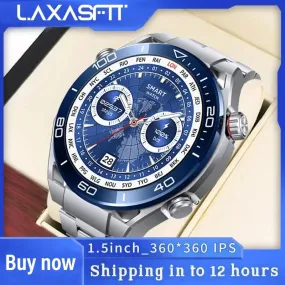 LAXASFIT 2024 New Fashion Business Smart Watch Men's Bluetooth Call Message Reminder Multi Sport Mode Smart Watch Android IOS