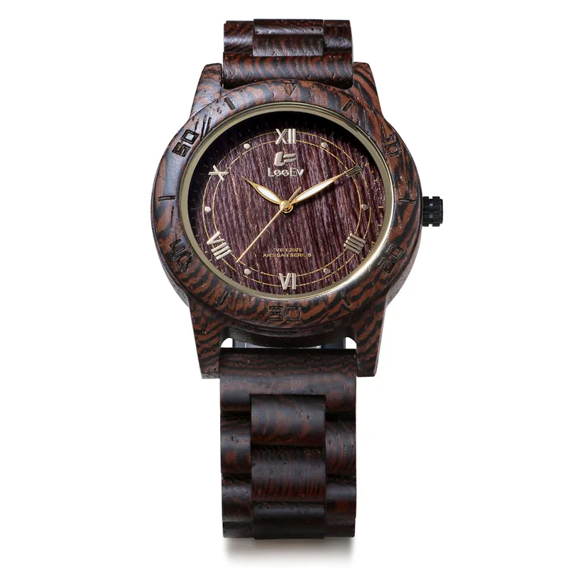 LeeEv All Wenge Wooden Japanese Quartz Men Watch Cassia Siamca Full Wood Watches Man Luminous Hands Wristwatches EV2075