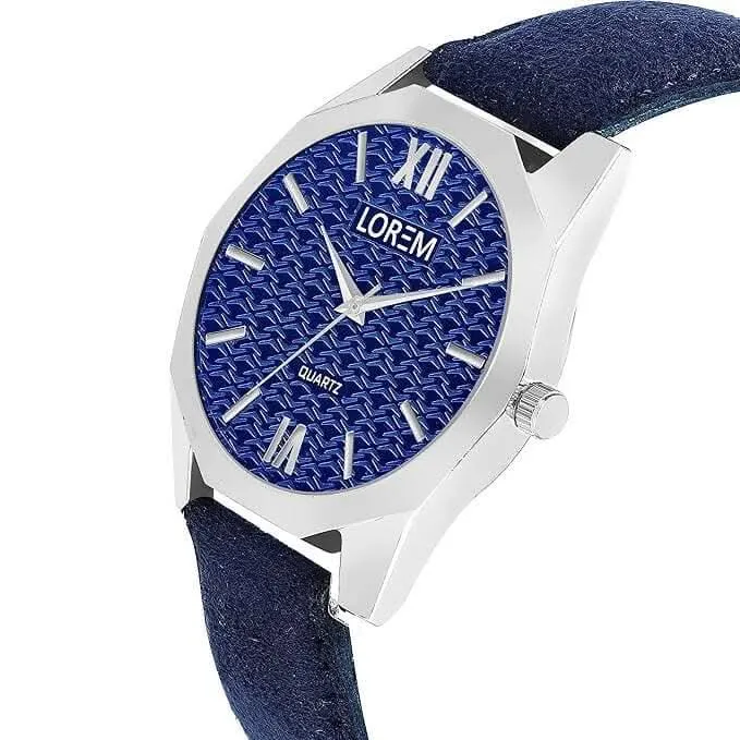 LOREM Blue 3d embossed Dial Analog Watch For Men LR86