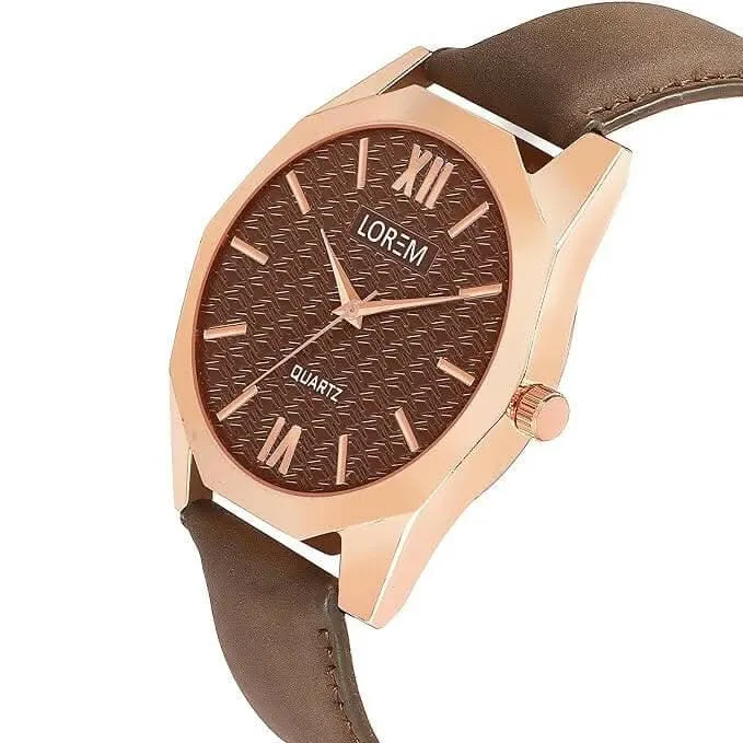 LOREM Brown 3d embossed Dial Analog Watch For Men LR83