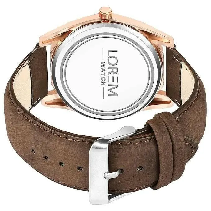 LOREM Brown 3d embossed Dial Analog Watch For Men LR83