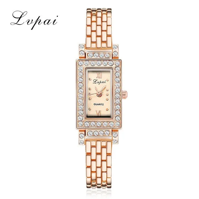 Lvpai Brand New Arrival Watches Women Luxury Gemstone Stainless Steel Casual Gold Wristwatch Watch Women Dress Quartz Watches