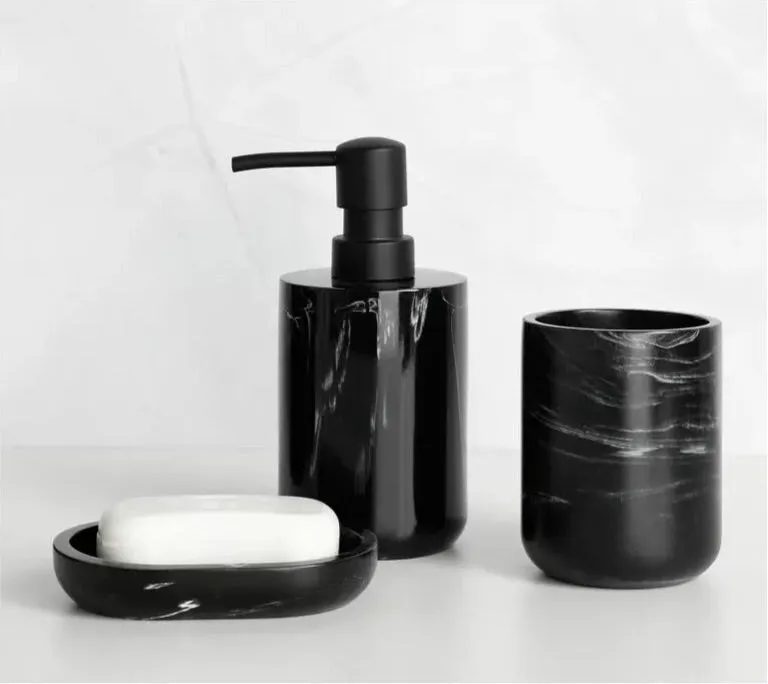 Marble Effect Bathroom Accessory Set