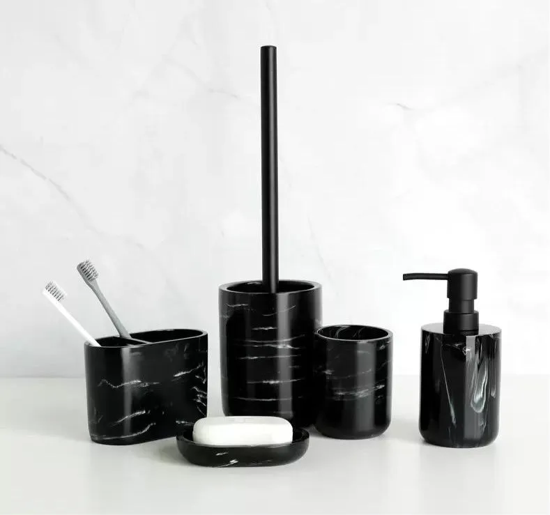 Marble Effect Bathroom Accessory Set