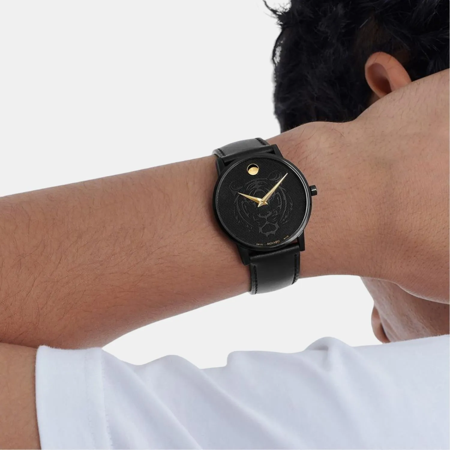 Men Black Analog Leather Watch 607586