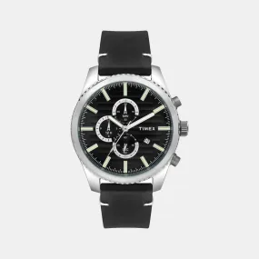 Men Black Leather Chronograph Watch TWEG19500