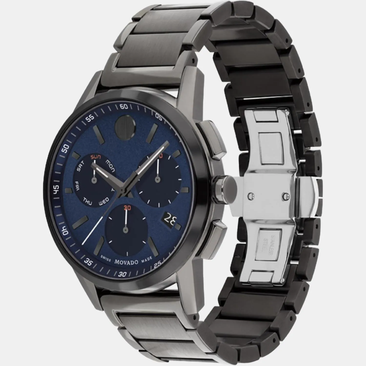 Men Blue Chronograph Stainless Steel Watch 607624