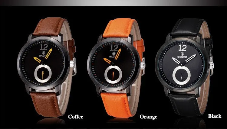 Men Brand SKONE genuine Watches 30m waterproof leather women & Men's Watch Business Casual Fashion Quartz Watches