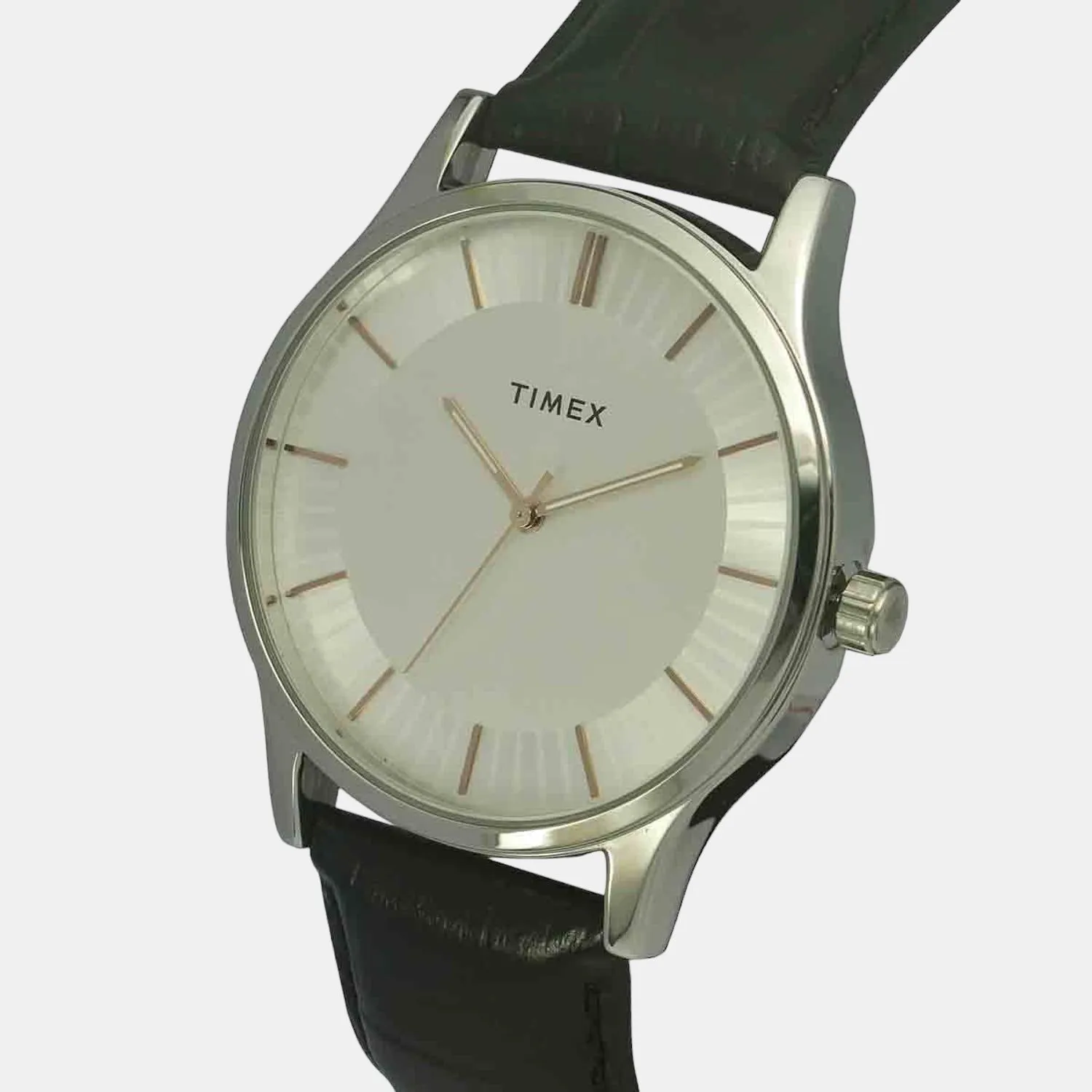 Men Silver Analog Leather Watch TW0TG8301