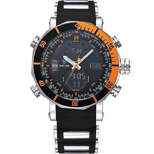 Men Sports Watches Waterproof Military Quartz Digital Watch Alarm Stopwatch Dual Time Zones Brand