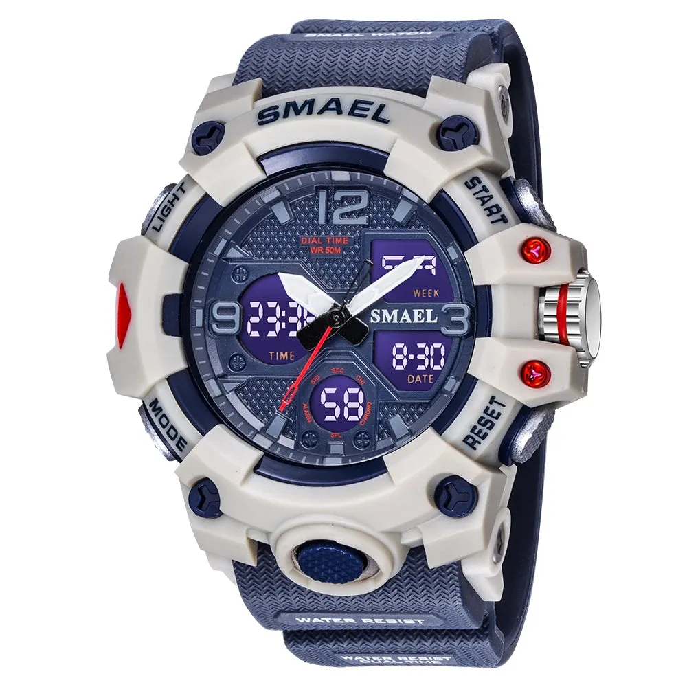 Men Watches Sport SMAEL Military Watch Camouflage Style 50M Waterproof Clock Alarm Stopwatch 8008 Quartz Wristwatches For Men