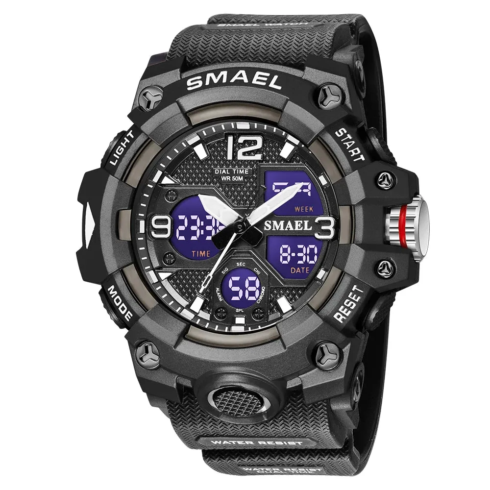 Men Watches Sport SMAEL Military Watch Camouflage Style 50M Waterproof Clock Alarm Stopwatch 8008 Quartz Wristwatches For Men