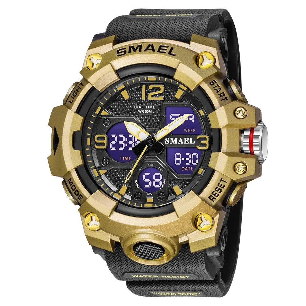 Men Watches Sport SMAEL Military Watch Camouflage Style 50M Waterproof Clock Alarm Stopwatch 8008 Quartz Wristwatches For Men