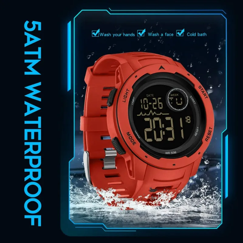 Men's Digital Watch 50M Waterproof Tactical Watch Backlight Stopwatch Alarm 12/24H Sport Outdoor