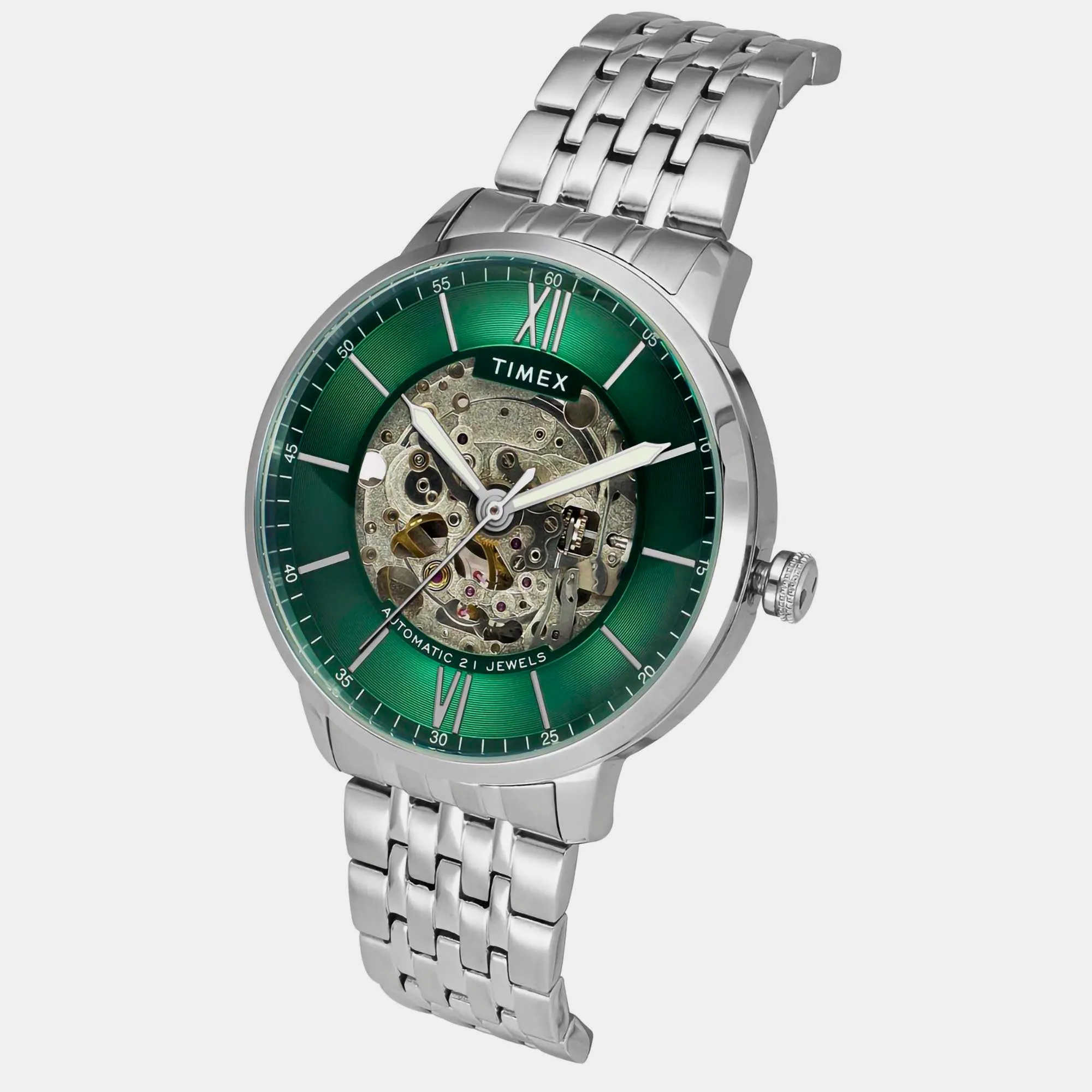 Men's E Class Trend Automatic Green Dial Analog Stainless Steel Watch TWEG23502