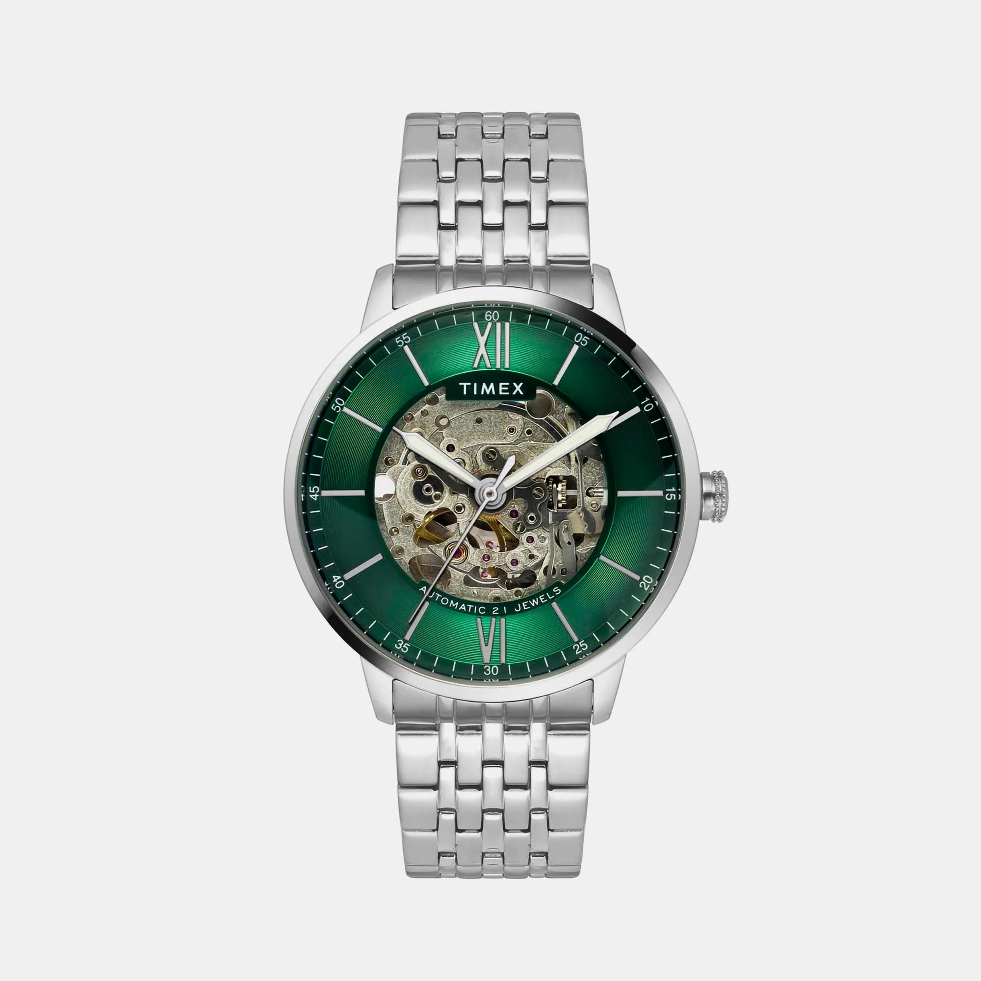 Men's E Class Trend Automatic Green Dial Analog Stainless Steel Watch TWEG23502