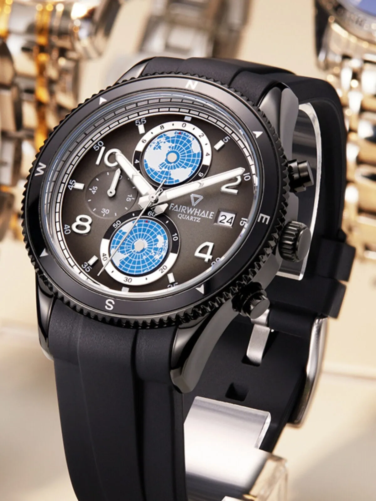 Men's Luxury Designer Silicone Strap Waterproof Luminous Chronograph Quartz Watch | 5730