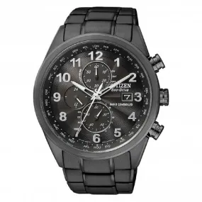 Mens Stainless Steel Sport Analog Black Watch AT8105-53E