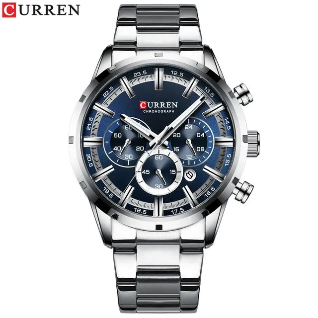 Men's Stainless Steel Top Brand Luxury Sports Chronograph Watch