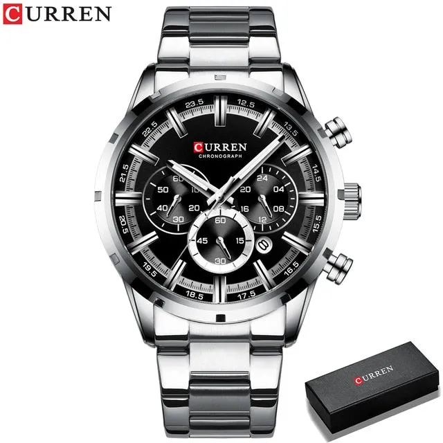 Men's Stainless Steel Top Brand Luxury Sports Chronograph Watch